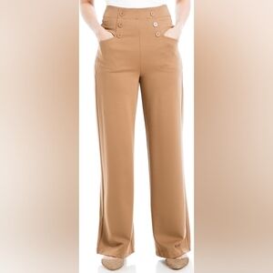 Max Studio Wide Leg Sailor Pants High Rise Sz L NWT